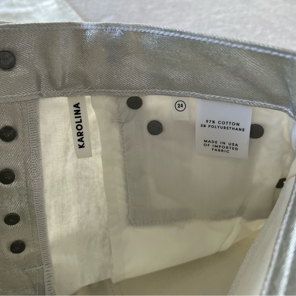 NWT GRLFRND Karolina Silver Metallic Skinny Jean - Picture 7 of 11